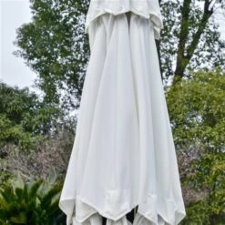 Parasol Blanc Crème Outsunny De 9 pi Avec Inclinaison à Bouton-poussoir -Outsunny 331058202 AlternateImage4 l