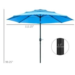 Parasol Bleu Ciel Outsunny De 9 pi Avec Inclinaison à Bouton-poussoir 9 Parasol Bleu Ciel Outsunny De 9 pi Avec Inclinaison à Bouton-poussoir -Outsunny 331058206 AlternateImage2 l