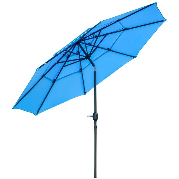 Parasol Bleu Ciel Outsunny De 9 pi Avec Inclinaison à Bouton-poussoir 3 Parasol Bleu Ciel Outsunny De 9 pi Avec Inclinaison à Bouton-poussoir