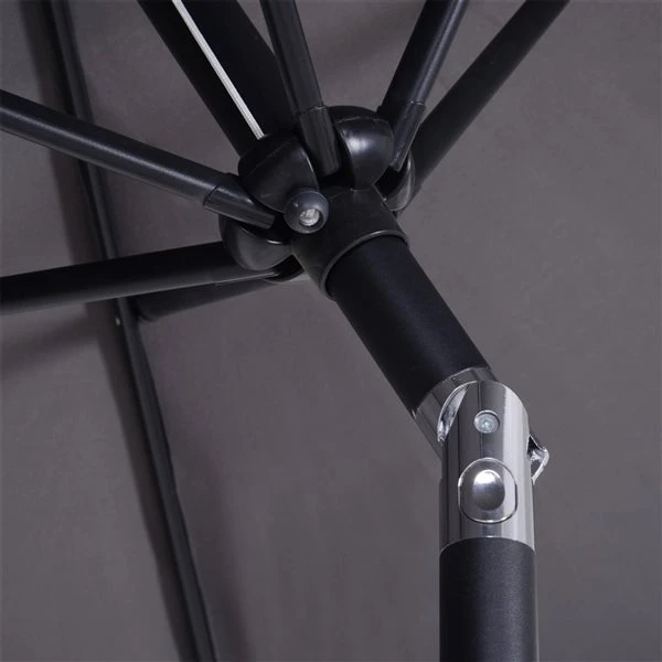 Parasol Gris Outsunny De 9 pi Avec Inclinaison à Bouton-poussoir 6 Parasol Gris Outsunny De 9 pi Avec Inclinaison à Bouton-poussoir – Image 4