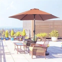 Parasol Brun Café Outsunny De 9 pi Avec Inclinaison à Bouton-poussoir 8 Parasol Brun Café Outsunny De 9 pi Avec Inclinaison à Bouton-poussoir -Outsunny 331058217 AlternateImage1 l