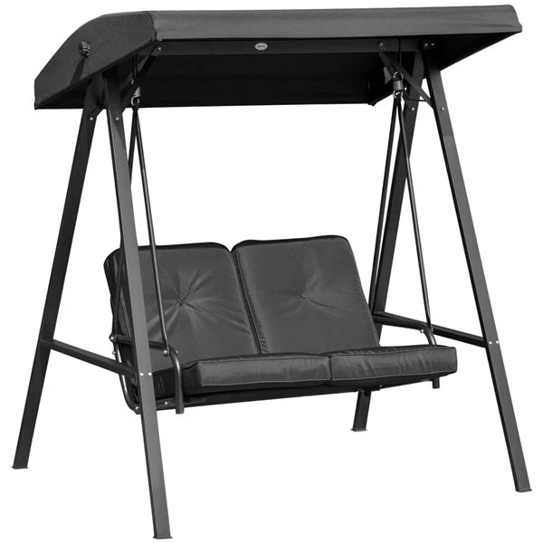 Balancelle De Véranda Outsunny En Acier Noir Pour 2 Personnes 3 Balancelle De Véranda Outsunny En Acier Noir Pour 2 Personnes