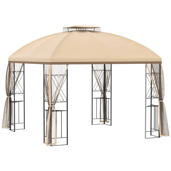 Abri De Jardin Semi-permanent Beige Outsunny De 9,7 Pi X 9,7 Pi Avec Toit En Polyester Et Cadre En Acier, Moustiquaire Incluse 3 Abri De Jardin Semi-permanent Beige Outsunny De 9,7 Pi X 9,7 Pi Avec Toit En Polyester Et Cadre En Acier, Moustiquaire Incluse